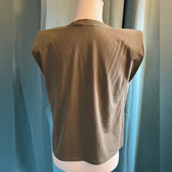 Calvin Klein shoulder padded tank, green, XS - Picture 3 of 7